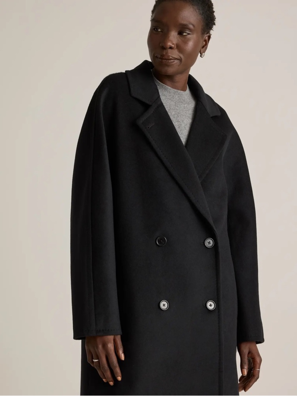 Quince Italian Wool Double-Breasted Slouch Coat